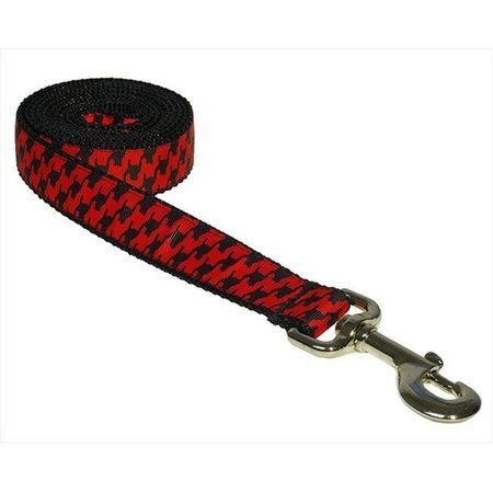 FLY FREE ZONE,INC. HERRINGBONE-POPPY-BLK.4-L 6 ft. Houndstooth Dog Leash; Poppy & Black - Large FL521788